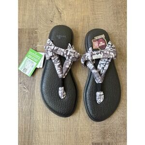 Sanuk Yoga Sling 2 Prints Sandals‎ Women 5 Gray Tie-Dye Flip Flop Thong Comfort